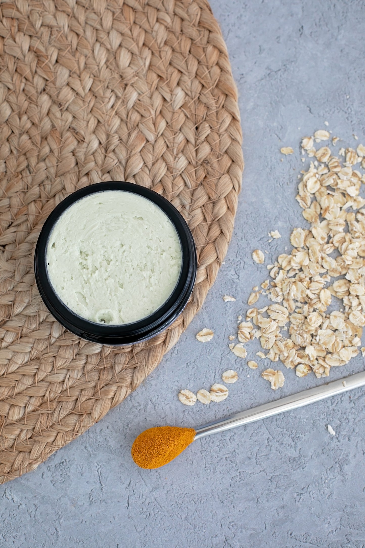 Heal & Restore body balm for eczema-prone skin with hemp & oats in a black jar – natural body balm for sensitive skin.