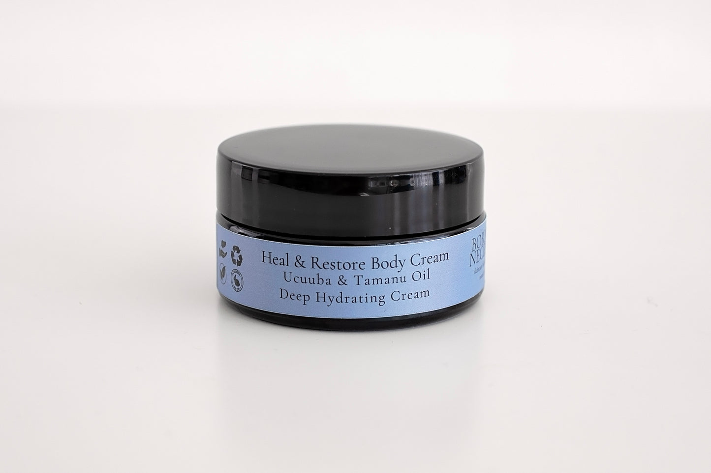heal and restore healing cream for eczema & psoriasis prone skin, Heal & Restore Cream With Blue Chamomile in a jar, handcrafted organic skincare for sensitive and acne-prone skin.