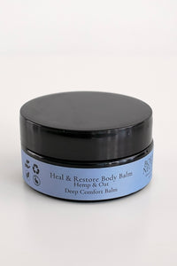 Heal & Restore body balm for eczema-prone skin with hemp & oats in a black jar – natural body balm for sensitive skin