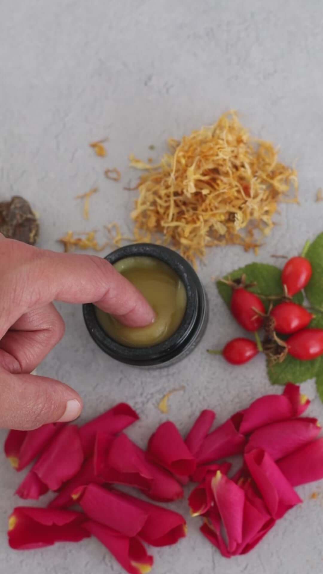 Deep Moisturising Glow Balm, for mature skin with natural ingredients like rose petals and herbs.